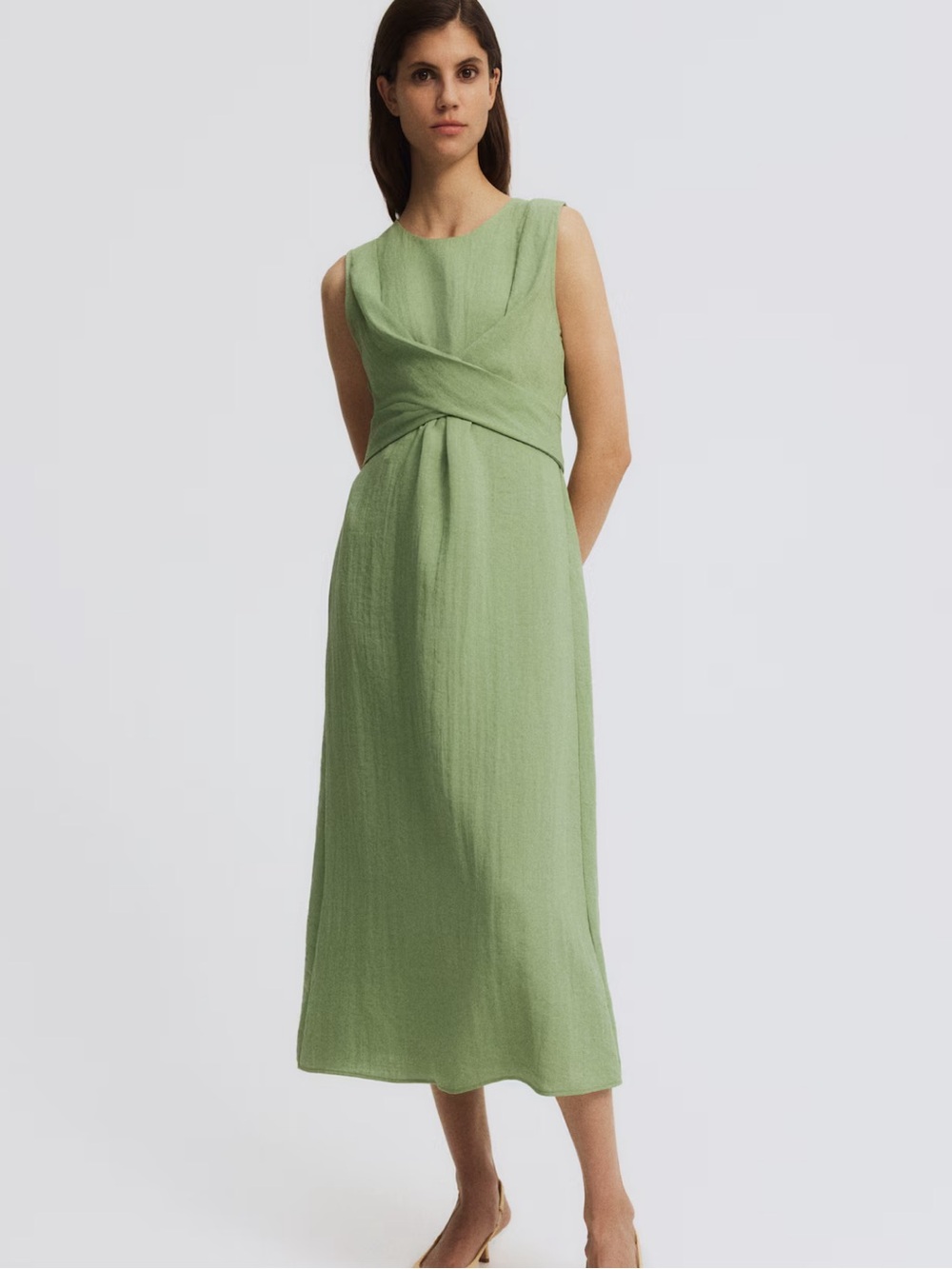 H&M MAMA Nursing Tie-Waist Midi Dress